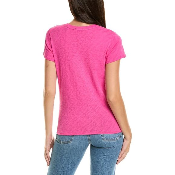 ATM Women Pink Camelia Cotton Schoolboy Casual Relaxed Slab Crewneck Tee Size L - Picture 2 of 2